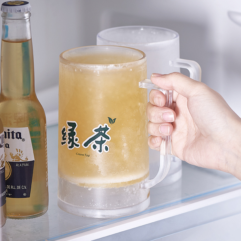 双层冰杯 冰冻饮料杯 塑料随手杯冰镇杯